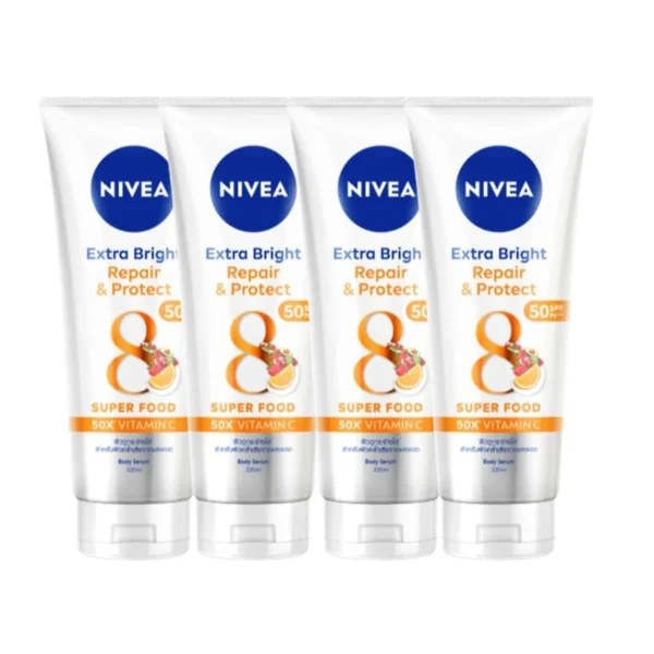 skin-care-makeup-0648 นีเวีย เอ็กซ์ตร้า ไบรท์ รีแพร์ แอนด์ โพรเทค เอสพีเอฟ50 พีเอ+++ บอดี้ เซรั่ม 320มล. 4 ชิ้น