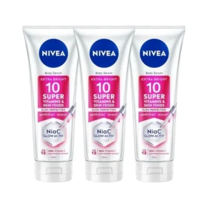 skin-care-makeup-0650 นีเวีย บอดี้ เซรั่ม เอ็กซ์ตร้า ไบรท์ 10 ซูเปอร์ วิตามิน แอนด์ สกิน ฟู้ด โกลว์ เพอร์เฟคชั่น 300 มล. 3 ชิ้น