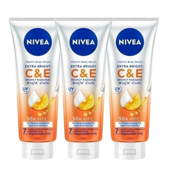 skin-care-makeup-0664 นีเวีย วิตามิน บอดี้ เซรั่ม เอ็กซ์ตร้า ไบรท์ ซี แอนด์ อี 300 มล. 3 ชิ้น