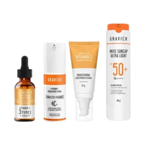 Gravich เซตบูสต์ผิวกระจ่างใส Vitamin C Booster Serum, 4 VITAMIN C, Triple Vitamin C Cream, Invis Suncap Sunscreen