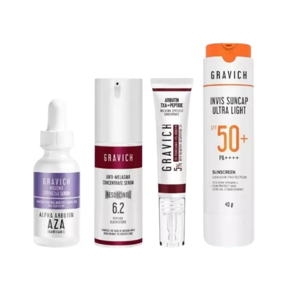 Gravich เซตดูแลฝ้า กระ จุดด่างดํา Melasma Corrective Serum, Melasma Concentrate Serum , Melasma Spotless, Invis Suncap