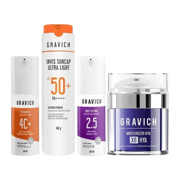 skin-care-makeup-0726 Gravich Max Retinal Youthless New Gen Serum 30 ml+4 Vitamin C Concentrate Serum 30 ml+Moisturizer Complex 5X Ce