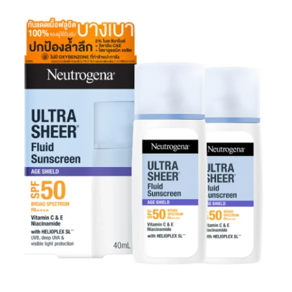 skin-care-makeup-0758 นูโทรจีนา อัลตร้า เชียร์ ฟลูอิด ซันสกรีน เอจ ชีลด์ เอสพีเอฟ 50 พีเอ++++ 40 มล. x 2