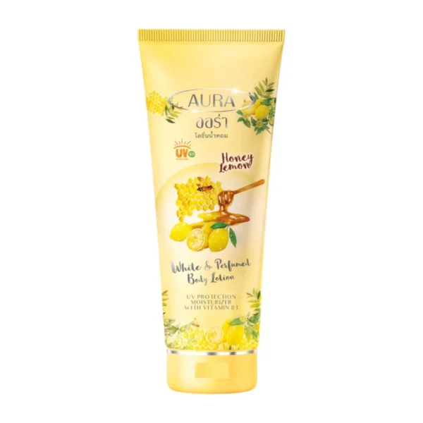 skin-care-makeup-0771 โลชั่นน้ําหอมออร่า ไวท์แอนด์เพอร์ฟูม บอดี้โลชั่น ฮันนี่ & เลม่อน 180มล