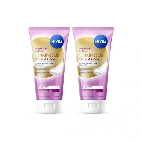 นีเวีย ลูมินัส สกิน โกลว์ วอช เจล ทู โฟม 150 มล. NIVEA 2 ชิ้น