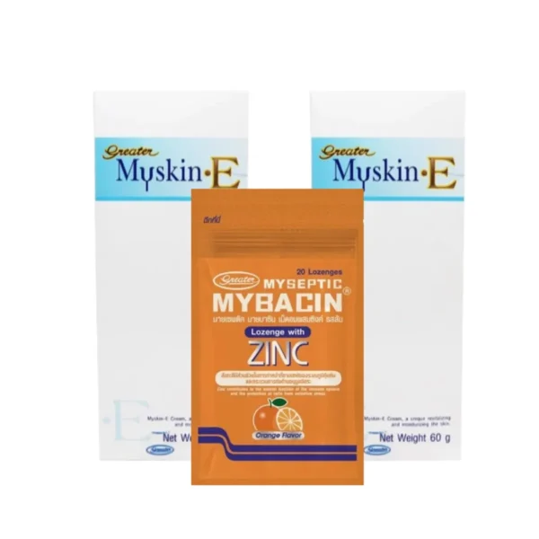 skin-care-makeup-0865 myskin-e 60g ครีมบํารุงผิว+เม็ดอมซิงค์รส Apple 10 เม็ด 1ซอง Promotion 1 แถม 2