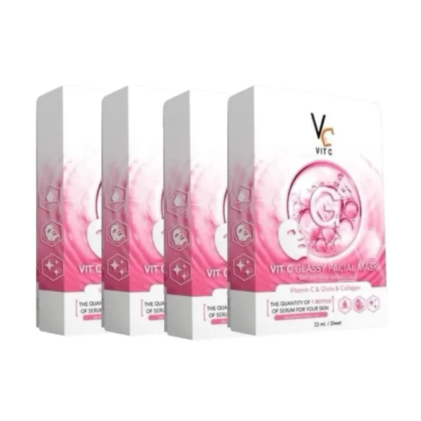 Ratcha Vit C Bio Facial Mask มาส์กวิตซีน้องฉัตร 33ml. สูตรสีชมพู 4 กล่อง
