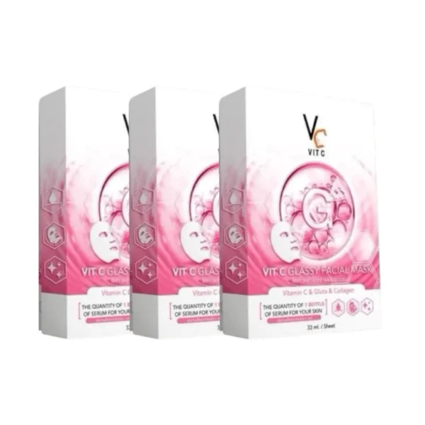 skin-care-makeup-1040 Ratcha Vit C Bio Facial Mask มาส์กวิตซีน้องฉัตร 33ml. สูตรสีชมพู 3 กล่อง