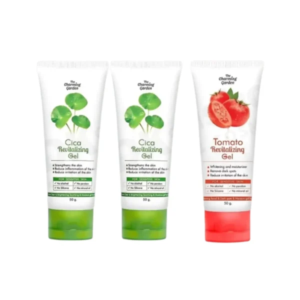 The Charming Garden Gel SET เจลใบบัวบก+เจลมะเขือเทศ 50+50g. เจลใบบัวบก 2 หลอด,เจลมะเขือเทศ 1 หลอด
