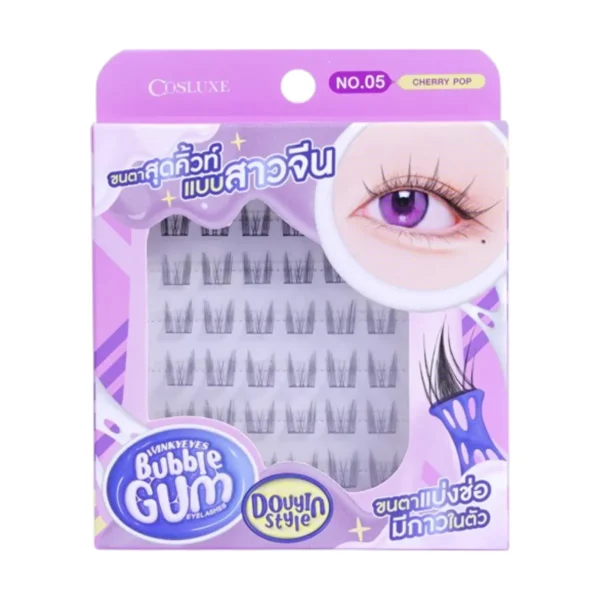 skin-care-makeup-1095 COSLUXE WINKY EYES BUBBLE GUM EYELASHES - DOUYIN STYLE ขนตาปลอม สไตล์ โต่วอิน NO.05 CHERRY POP