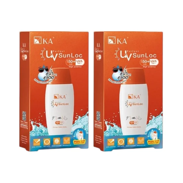 KA UV Perfect Sucloc SPF 50+ PA+++ 60ml. (2 ชิ้น) / เคเอ ยูวี เพอร์เฟค ซันล็อค 60มล.(สีเฟลชโทน) โลชั่น