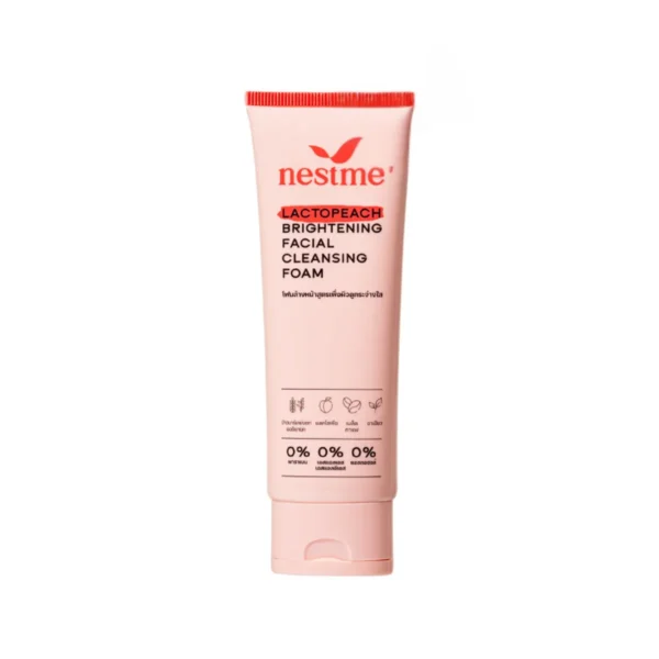 NESTME LACTOPEACH BRIGHTENING FACIAL CLEASING FOAM 100g. เนสท์มี แลคโตพีช ไบรท์เทนนิ่ง เฟเชี่ยล คลีนซิ่ง โฟม