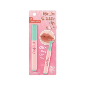 Mello Glassy Lip Click เมลโล กลาสซี่ ลิป คลิก ลิปบาล์มกันแดด 2 กรัม [ แบบแท่ง ] สี 01 ชีคกี้ พีช