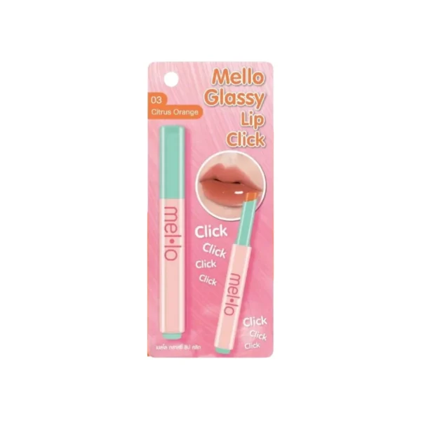 Mello Glassy Lip Click เมลโล กลาสซี่ ลิป คลิก ลิปบาล์มกันแดด 2 กรัม [ แบบแท่ง ] สี 03 ซิตรัส ออเร้นจ์