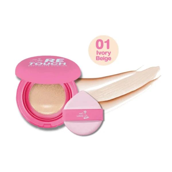 skin-care-makeup-1555 Nami Make Up Pro Seoul Retouch Soft Matte Cushion 01 Ivory Beige 12g. คุชชั่นรีทัชผิว เนื้อกึ่งแมตต์ ปกปิด เบลอผิวเนียน