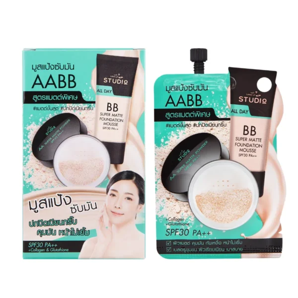 [กล่อง] Nami Make Up Pro Studio AABB Super Matte Mousse Spf 30 PA++ มูสแป้งซับมัน AABB แมตต์ คุมมัน