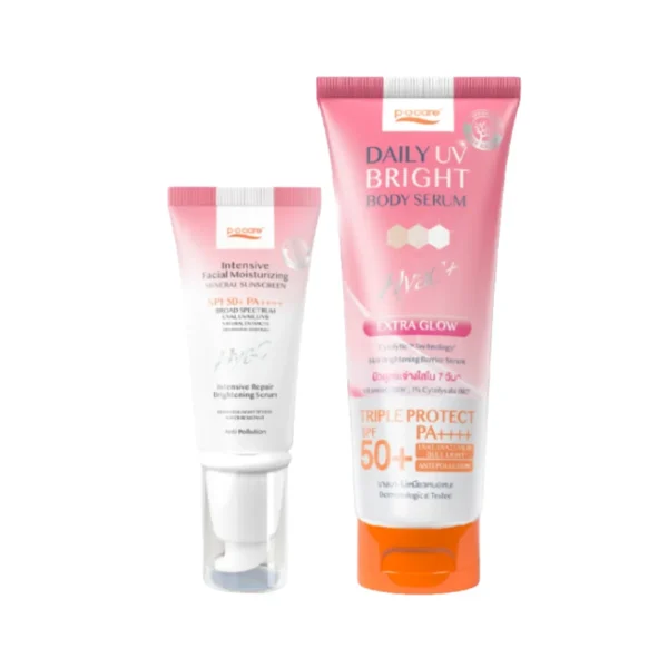 [คู่หู] POCARE DAILY UV BRIGHT BODY SERUM 190มล.+ กันแดด HYAC+ 40มล. สกินแคร์กันแดดหน้า+เซรั่มกันแดดทาตัว
