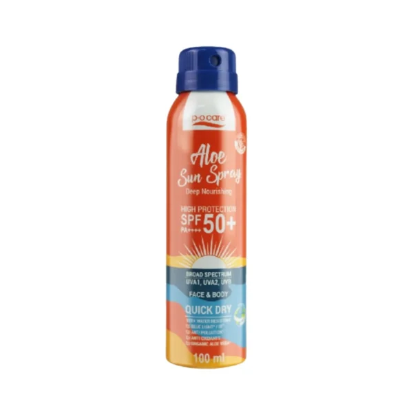 POCARE ALOE SUN SPRAY SPF50+ PA++++ สเปรย์กันแดด สูตรกันน้ํา VERY WATER RESISTANT กันเหงื่อสําหรับผิวหน้าและผิวกาย 100 ml