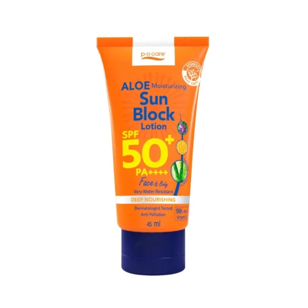 POCARE ALOE MOISTURIZING SUN BLOCK LOTION SPF50+ PA++++ 45ml กันเเดดเที่ยว วิ่ง Outdoor กันน้ํา VERY WATER RESISTANT