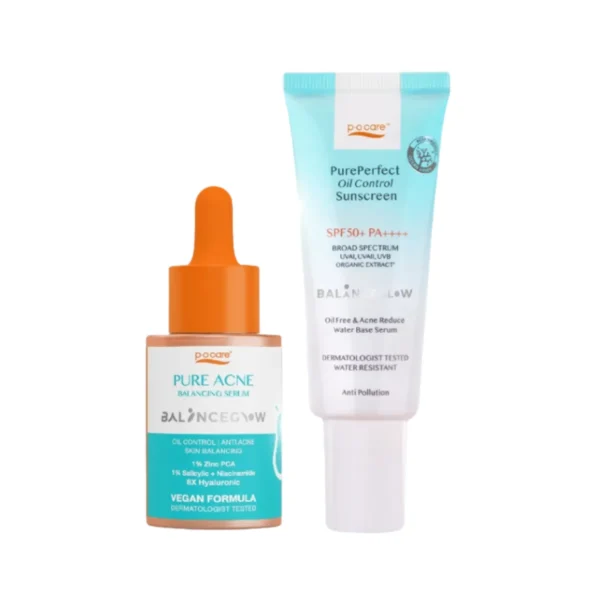 [ACNE BALANCEGLOW DUO SET ] POCARE เซรั่มสิว PURE ANCE 30ml 1 ขวด + กันแดดสิว PURE PERFECT + 40 ml 1 หลอด