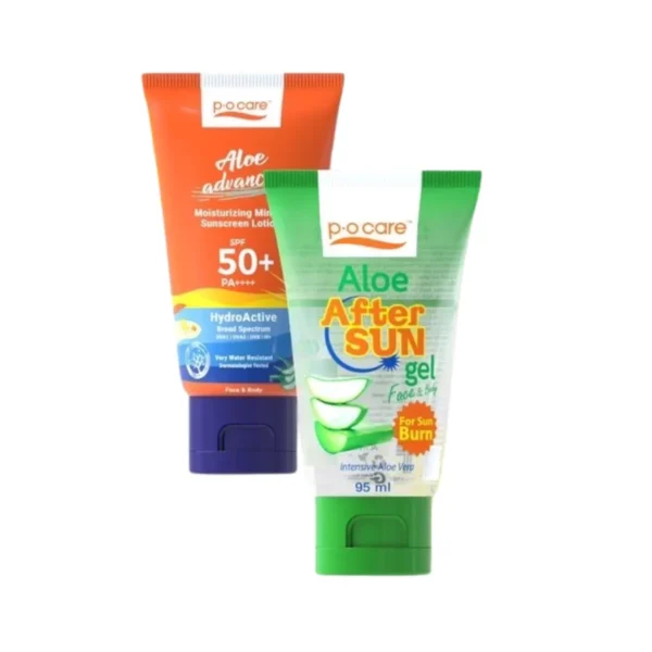 [Perfect Duo] POCARE Aloe Advance Mineral Sunscreen + Aloe After Sun Gel ปกป้องบํารุง กันน้ํา VERY WATER RESISTANT คู่เล็ก 45ml+95ml