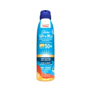 skin-care-makeup-1678 POCARE CLEAR ULTRAMIST SENSITIVE ADVANCE SUN SPRAY SPF50+ PA++++ 220ml สเปรย์กันแดด ล็อคเมคอัพ กันน้ํา กันเหงื่อ