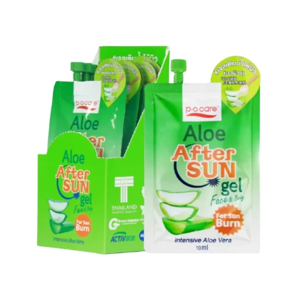 [ยกกล่อง] P.O.CARE ALOE AFTER SUN GEL พี.โอ.แคร อโล อาฟเทอร ซัน เจล 10 ml x 6 เจลบํารุงผิวหลังโดนแสงแดด