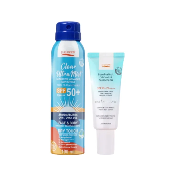 POCARE Make up Lover Set - Pure Perfect 40 ml + Ultra mist 100 ml เซตกันแดดสําหรับสายชอบแต่งหน้า กันน้ํา กันเหงื่อ