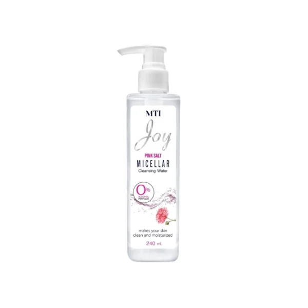 MTI JOY PINK SALT MICELLAR ไมเซลลาร์น้ําเช็ดเครื่องสําอาง สูตรเกลือทิมาลายันสีชมพู ไม่มีส่วนผสมของน้ําหอม แอลกอฮอล์ ขนาด 240 มล.