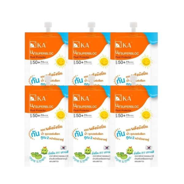 KA UV Superbloc Fluid Protector SPF 50+ PA+++10 ml./เคเอ ยูวี ซุปเปอร์บล็อค 10มล. โลชั่นกันแดดฟลูอิค 1 กล่อง (บรรจุ 6ชิ้น)