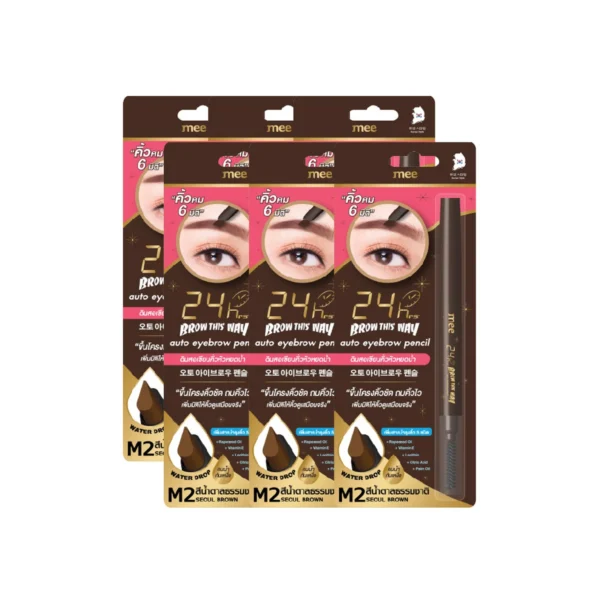 skin-care-makeup-1911 NO.1ขายดี คิ้วหัวหยดน้ําเกาหลี Mee 24hrs Brow This Way Eyebrow ดินสอเขียนคิ้ว ติดทน กันน้ํามาก สีชัด M2SeoulBrown x 6 ชิ้น