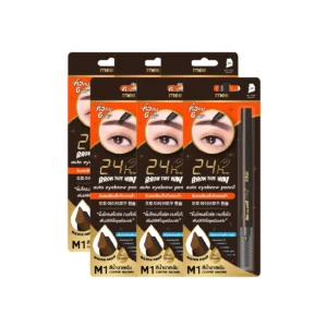 NO.1ขายดี คิ้วหัวหยดน้ําเกาหลี Mee 24hrs Brow This Way Eyebrow ดินสอเขียนคิ้ว ติดทน กันน้ํามาก สีชัด M1น้ําตาลเข้ม x 6 ชิ้น
