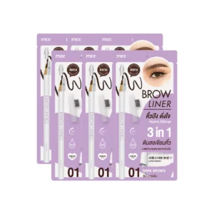 รุ่นใหม่ ! MEE BROW LINER ดินสอเขียนคิ้วแท่งไม้ เนื้อแว๊กซ์ นุ่ม เขียนง่าย มีกบเหลา+แปรงปัดคิ้ว 01 DARK x 6 ชิ้น