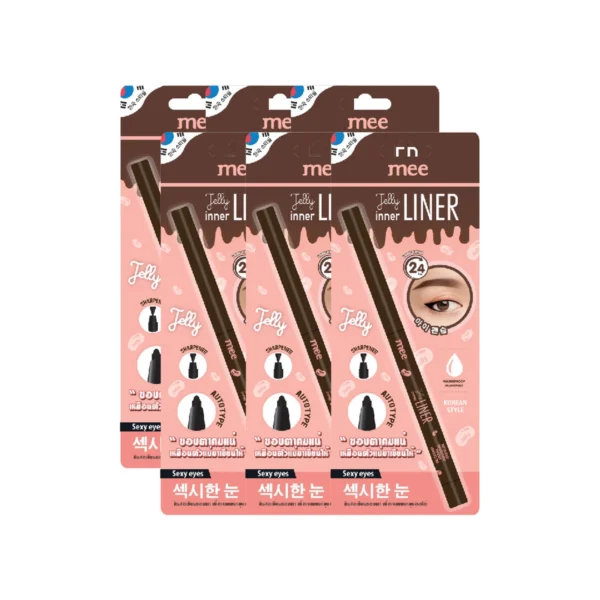 skin-care-makeup-1920 No1 กันน้ํามาก ดินสอเขียนขอบตา Mee Jelly Inner Liner อินไลเนอร์ เนื้อเจลนุ่ม เขียนง่าย กันน้ําสุด BROWN NEW x 6 ชิ้น