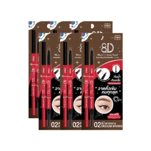 No1ขายดี เขียนคิ้วหัวสลิม3เหลี่ยมเล็ก Mee 8D Micro Slimbrow Pencil ติดทนกันน้ําสุด *การ์ดแดงNew 02 นต กลาง x 6 ชิ้น