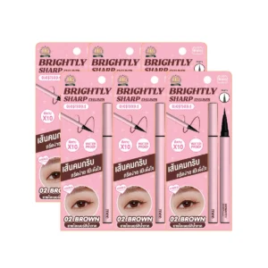 No.1 ขายดี กันน้ํามาก) อายไลเนอร์ Mee Brightly Sharp Eyeliner หัวพู่กันเรียวเล็ก ติดทนไม่เเพนด้า การ์ด BROWN x 6 ชิ้น