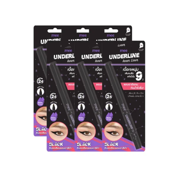 No.1ยอดนิยม อินไลเนอร์ Mee Underline Inner Liner ดินสอเขียนขอบตา นุ่ม ติดทน ไม่แพนด้า กันน้ําสุด BLACK x 6 ชิ้น