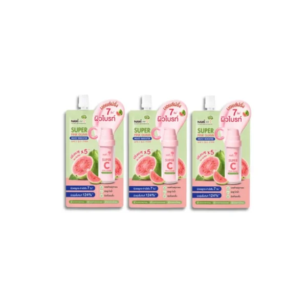 [3 ซอง] Nami Super C Pink Guava Moist Booster 10g. มอยส์ฝรั่งชมพู บูสต์ผิวไบรท์ เนียนใส อิ่มฟู เติมความชุ่มชื้น