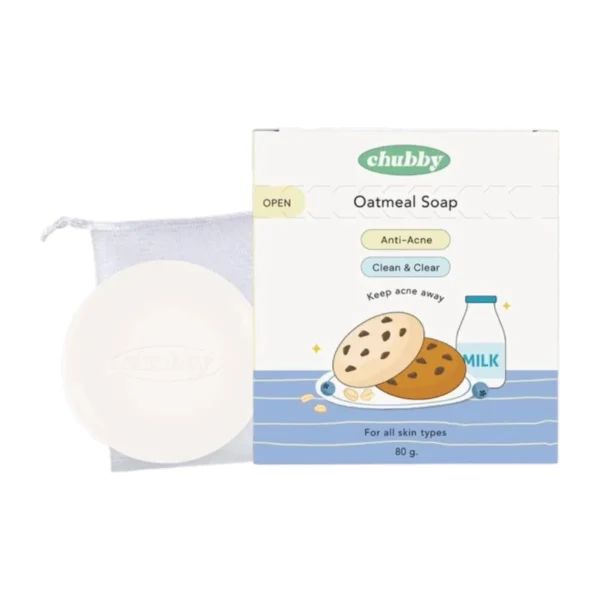 สบู่ข้าวโอ๊ตชับบี้ Chubby Oatmeal Soap สบู่ล้างหน้า ลดสิวอักเสบ สิวอุดตัน เพิ่มความชุ่มชื้น 1 ชิ้น