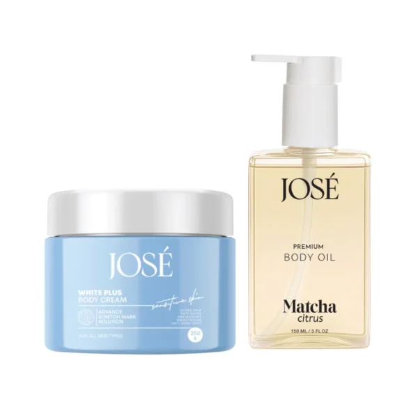 JOSE White Plus Body Cream 1 กระปุก 250 กรัม และ JOSE Premium Body Oil Matcha Citrus 1 ขวด ครีมฟ้าและออยล์มัทฉะ