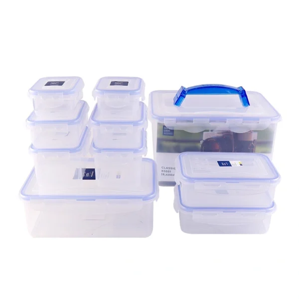 super-lock-005 ซุปเปอร์ ล็อค กล่องถนอมอาหาร 10 กล่อง ป้องกันแบคทีเรีย กันชื้น เข้าไมโครเวฟได้ Food Container 5051-S20