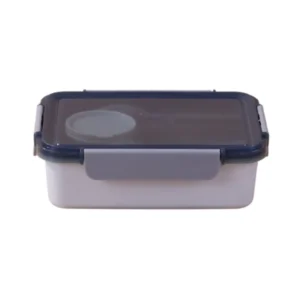 super-lock-018 ซุปเปอร์ ล็อค กล่องข้าวพกพาถนอมอาหาร เข้าไมโครเวฟได้ 1100 มล. พร้อม ช้อน + ส้อม + ถ้วยน้ําจิ้ม รุ่น 6166 สีเทา