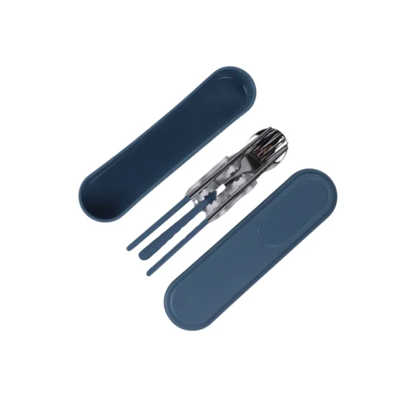 super-lock-099 ซุปเปอร์ ล็อค ชุดช้อนส้อมและตะเกียบพร้อมกล่องเก็บ รุ่น 7006 สีฟ้า