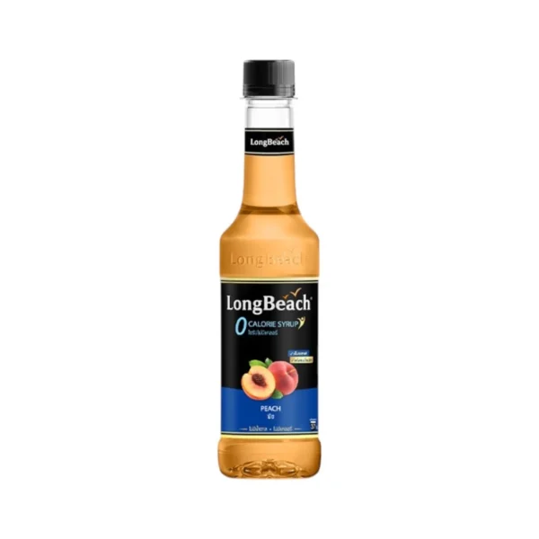 ลองบีชไซรัปไม่มีแคลอรี่พีช (320 ml) LongBeach Zero Calories Peach Syrup ไม่มีน้ําตาล/ ไม่มีแคลอรี่/ 0 Kcal