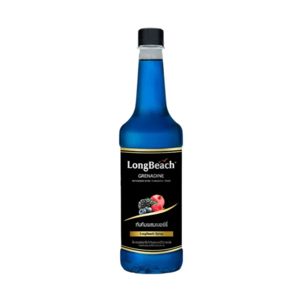 sweet-condiment-0143 ลองบีชไซรัปทับทิมผสมเบอร์รี่ (740ml.) LongBeach Blue Grenadine Syrup น้ําเชื่อม/ น้ําหวาน/ น้ําผลไม้เข้มข้น