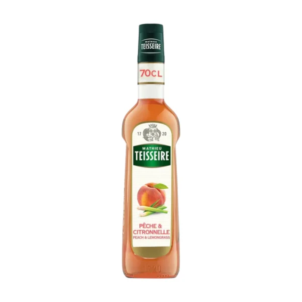 sweet-condiment-0394 Mathieu Teisseire น้ําเชื่อมกลิ่นพีชและตะไคร้ 700 มล. (Peach & Lemongrass Syrup) ไซรัปสําหรับค็อกเทล ม็อกเทล โซดา และชา