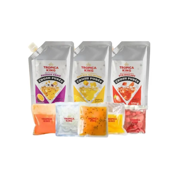 Tropica King Starter Pack สมูทตี้ 230 กรัมx5 ซอง และ เพียวเร่ผลไม้บดหยาบ 500 กรัม x3 ถุง