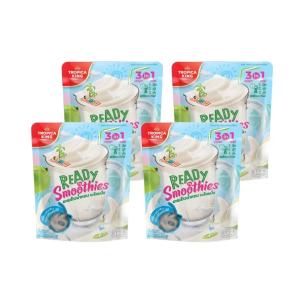 Tropica King น้ํามะพร้าวน้ําหอมพร้อมปั่น 185 กรัม x4 แพ็ก