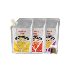 Tropica King เพียวเร่ผลไม้บดหยาบ สูตรเข้มข้น คละรสชาติ 500 g x3 แถมฟรี ชาเขียวมะลิ 60 กรัม