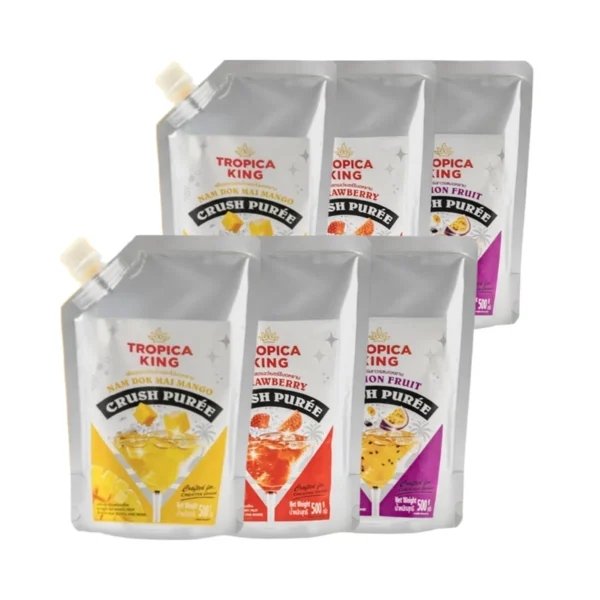 Tropica King เพียวเร่ผลไม้บดหยาบ สูตรเข้มข้น คละรสชาติ 500 กรัม x6